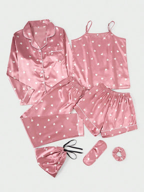Conjunto Pijama 7 Peças Corações