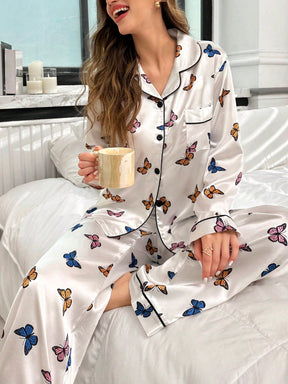 Pijama Longo Jardim De Borboletas